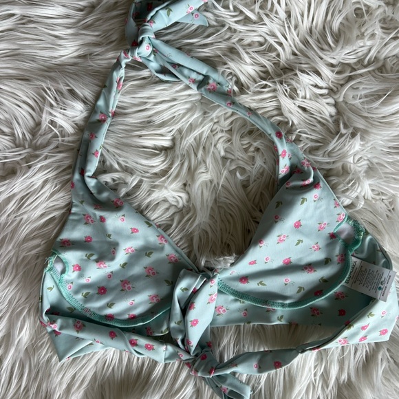 Ecohoaka Bikini Top Medium | Blue Tie Back Halter Swim Top Sustainable Swimwear - Picture 6 of 9